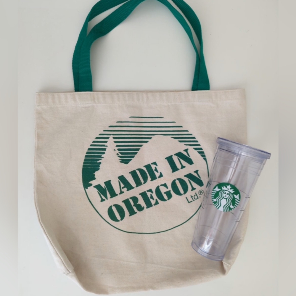 Y2K Vtg MADE IN OREGON Canvas Cotton Tote Bag Native Boho Festival School Book
